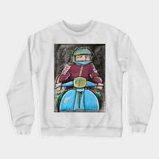 Retro Scooter, Classic Scooter, Scooterist, Scootering, Scooter Rider, Mod Art Crewneck Sweatshirt